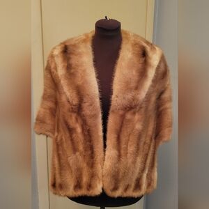 Tan Natural MINK Fur cape (Vintage)